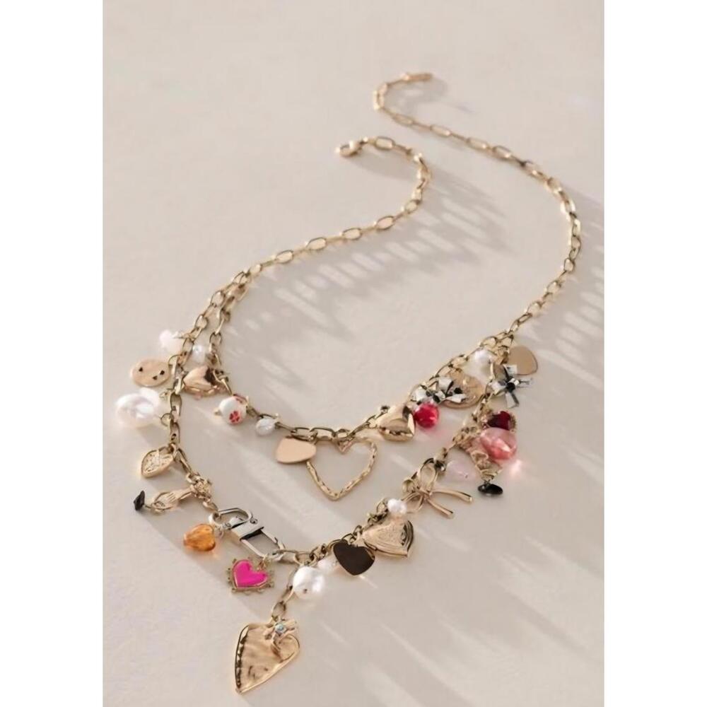 #515 - Free People Maxamillion Fool in Love Charm Necklace NWT - Picture 3 of 3